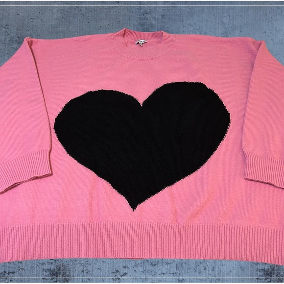 NWOT! WHITE BIRCH, WOMENS 3X LONG SLEEVE PULLOVER PINK SWEATER W/BLACK HEART. - Picture 9 of 14